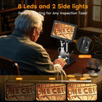 Illustration of eight adjustable lens LEDs, two flexible auxiliary lamps and the brightness control wheel