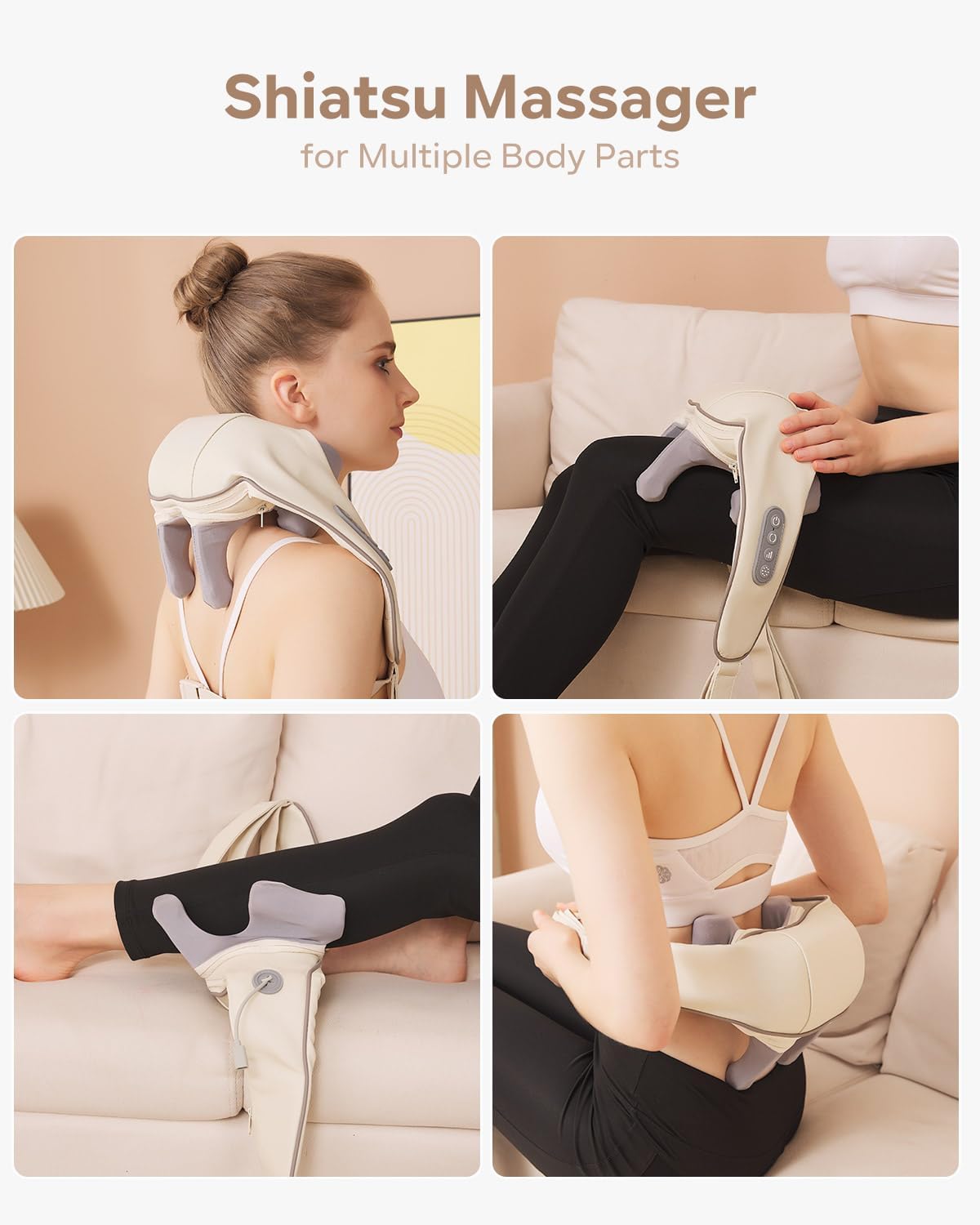 Wireless Neck & Shoulder Massager with Heat – 3D Shiatsu Kneading, Portable Cervical Support for Home & Car
