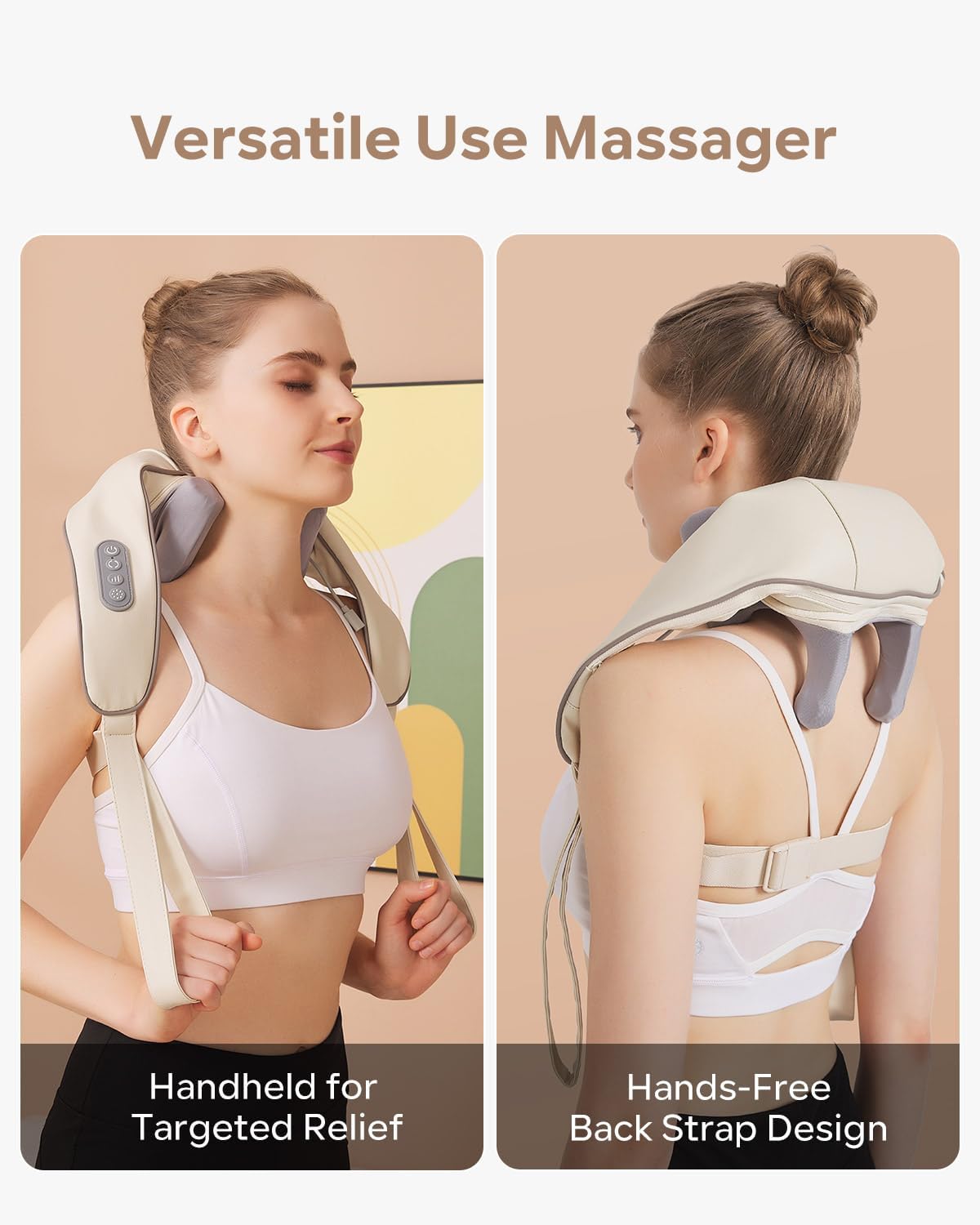 Wireless Neck & Shoulder Massager with Heat – 3D Shiatsu Kneading, Portable Cervical Support for Home & Car