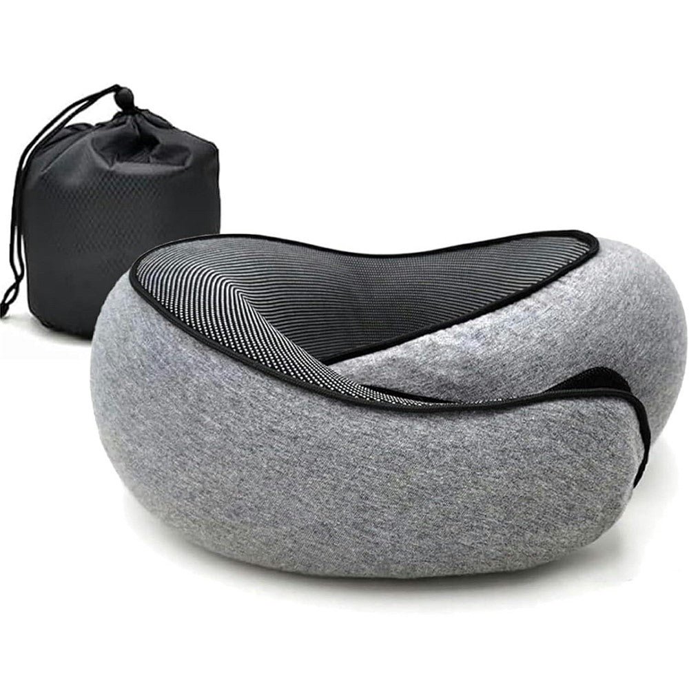 Memory Foam Travel Neck Pillow – Ergonomic U-Shaped Cervical Support with Carry Bag