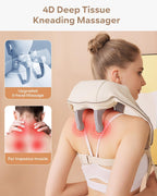 Wireless Neck & Shoulder Massager with Heat – 3D Shiatsu Kneading, Portable Cervical Support for Home & Car
