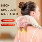 Wireless Neck & Shoulder Massager with Heat – 3D Shiatsu Kneading, Portable Cervical Support for Home & Car