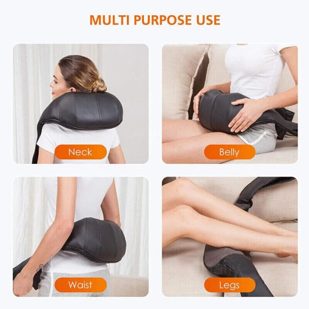 Shiatsu Neck & Shoulder Massager with Heat – 8-Node Deep Kneading for Back & Body, Home & Car Use