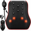 Black inflatable massage pillow with red trim, multiple massage nodes, glowing red LED lights, and an included remote control and pump on a white background.