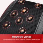 Black massage device with magnetic curing feature on a gray background