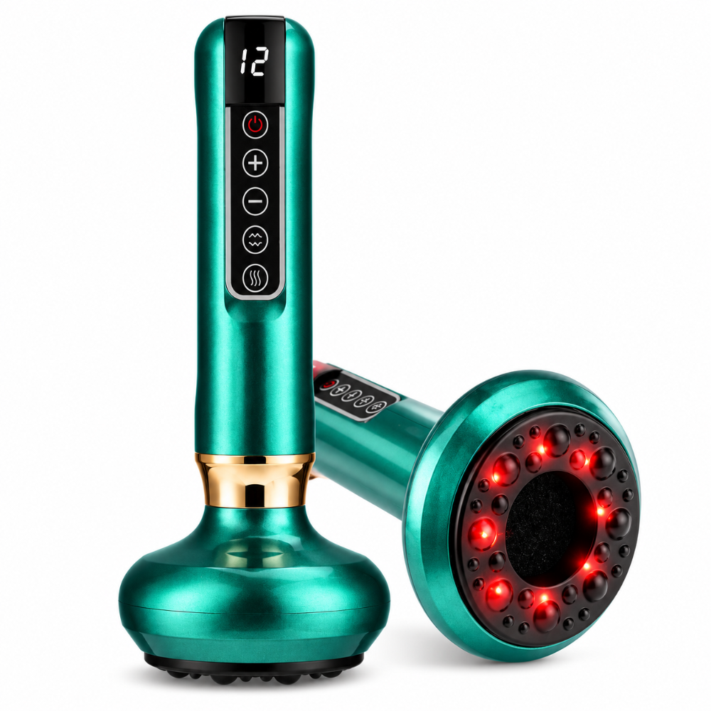 Green LED Massage Cupping Device with Heat and Adjustable Settings