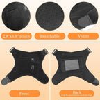 Black pouch with Velcro closure, front and back views, on a beige background.