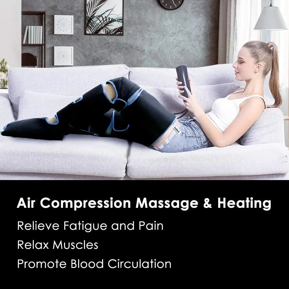 Cordless Air Compression Leg & Foot Massager – 360° Circulation Therapy with Knee Heat & Adjustable Modes