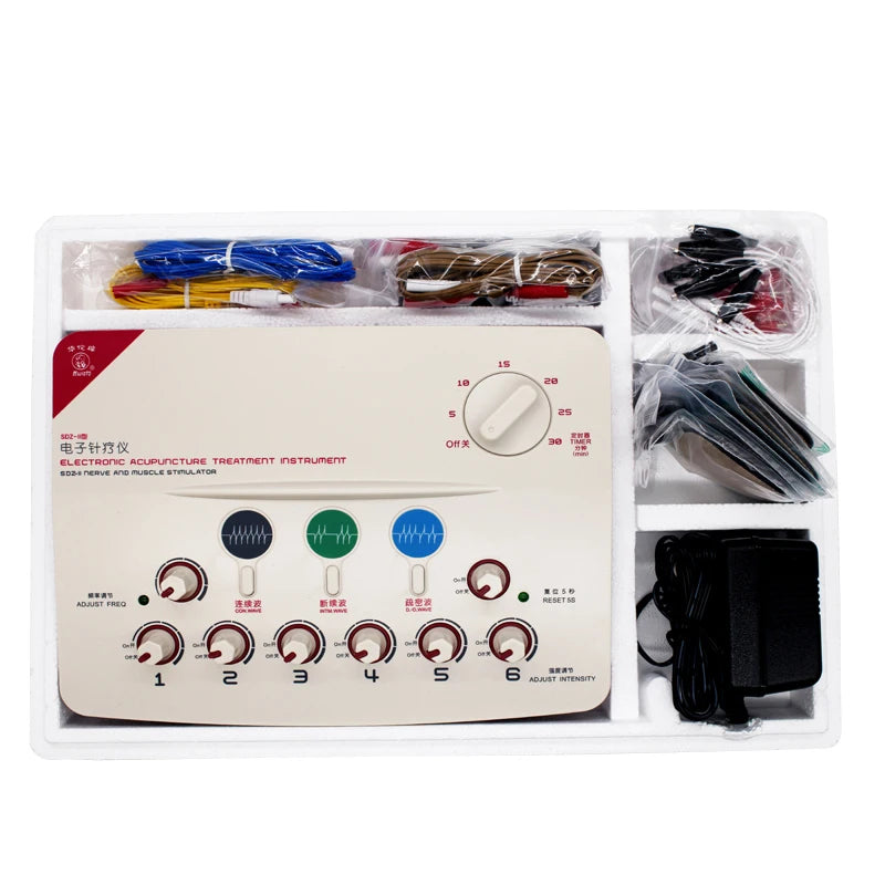 EMS Electroacupuncture Muscle Stimulator – 6-Channel TENS Therapy Device for Pain Relief & Physiotherapy