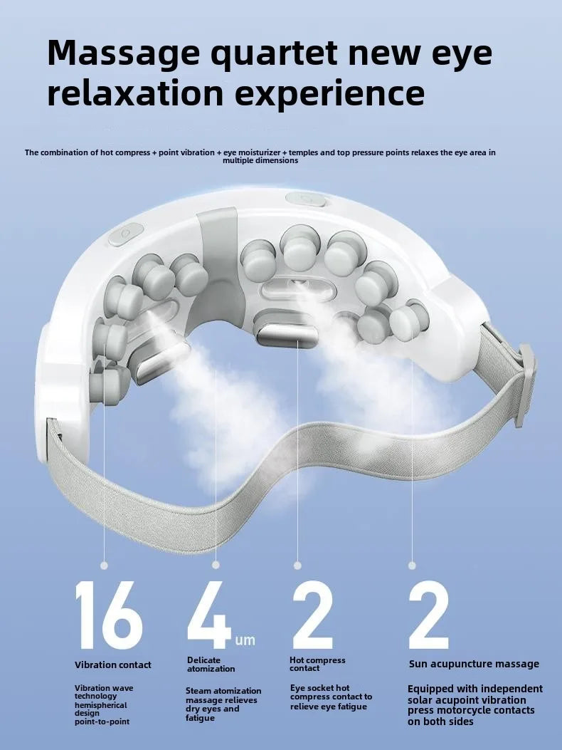 Steam Eye Massager with Bluetooth Music – Air Compression, Vibration & Foldable Smart Eye Care