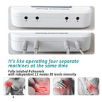 EMS TENS Muscle Stimulator – 15 Modes & 30 Intensity Levels Digital Therapy Device with 4 Channels