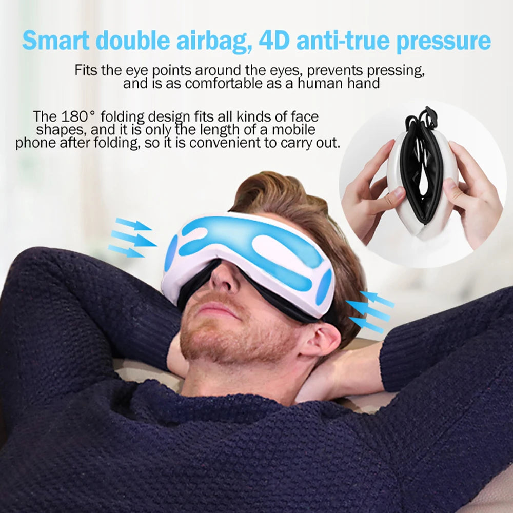 Smart Eye Massager with Bluetooth Music – 6D Air Compression & Vibration Eye Care Glasses
