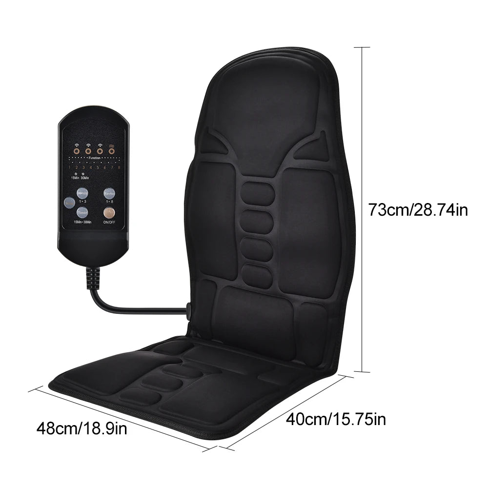 Heated Massage Chair Pad – Full Back & Neck Vibration Cushion with Lumbar Support for Home & Car