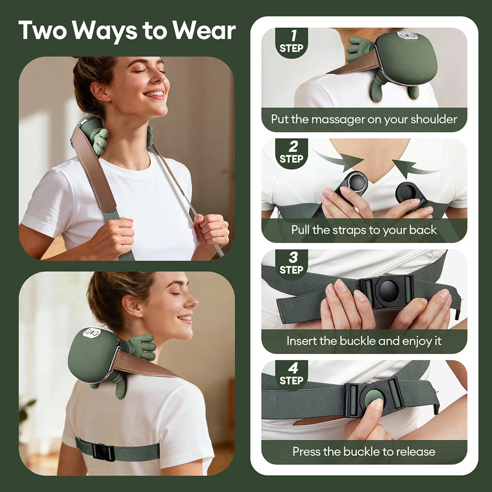 4D Bionic Neck & Shoulder Massager – Wireless Trapezius Kneading with Deep Tissue Finger Massage