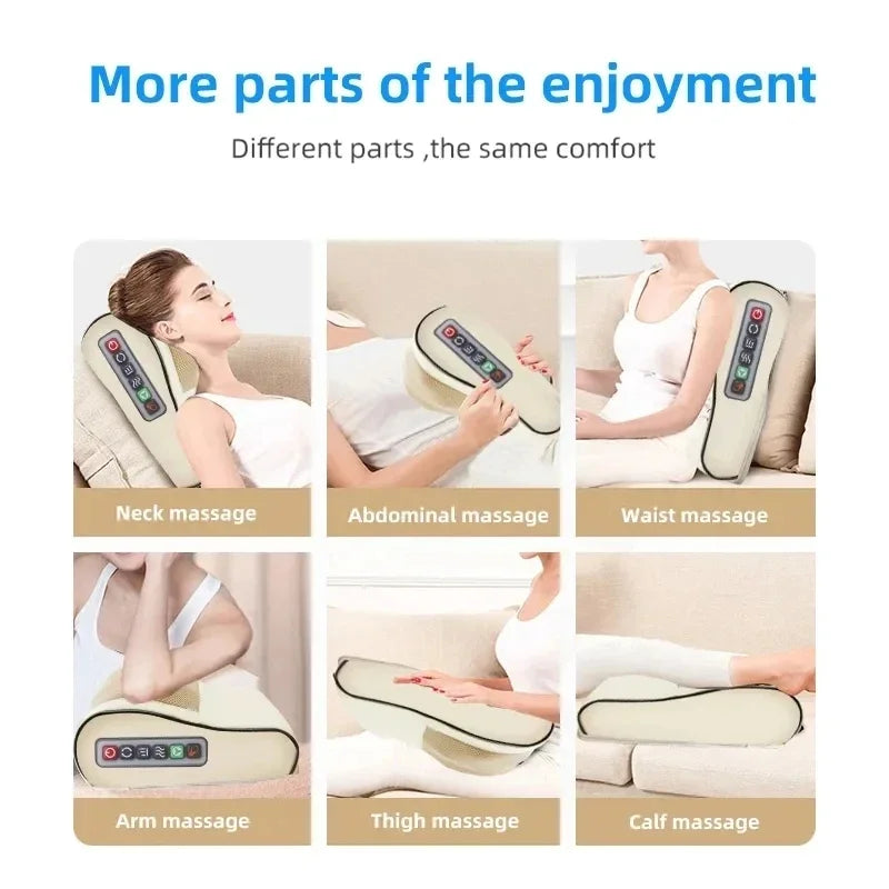 Shiatsu Massage Pillow with Infrared Heat – Deep Kneading Neck, Back & Body Massager for Full Relaxation
