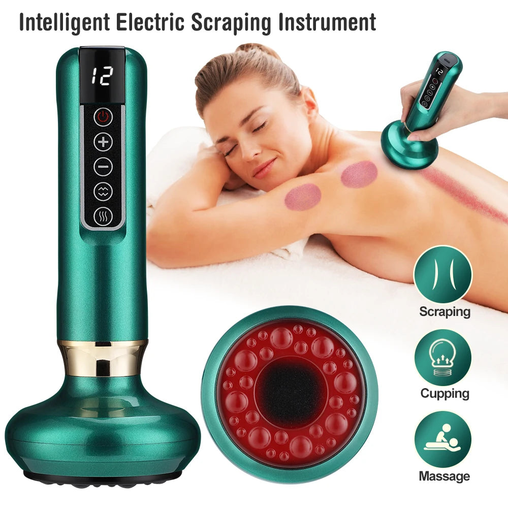 Electric Cupping Device with Heat – 12-Level Vacuum Therapy, Rechargeable Suction & Scraping Massager