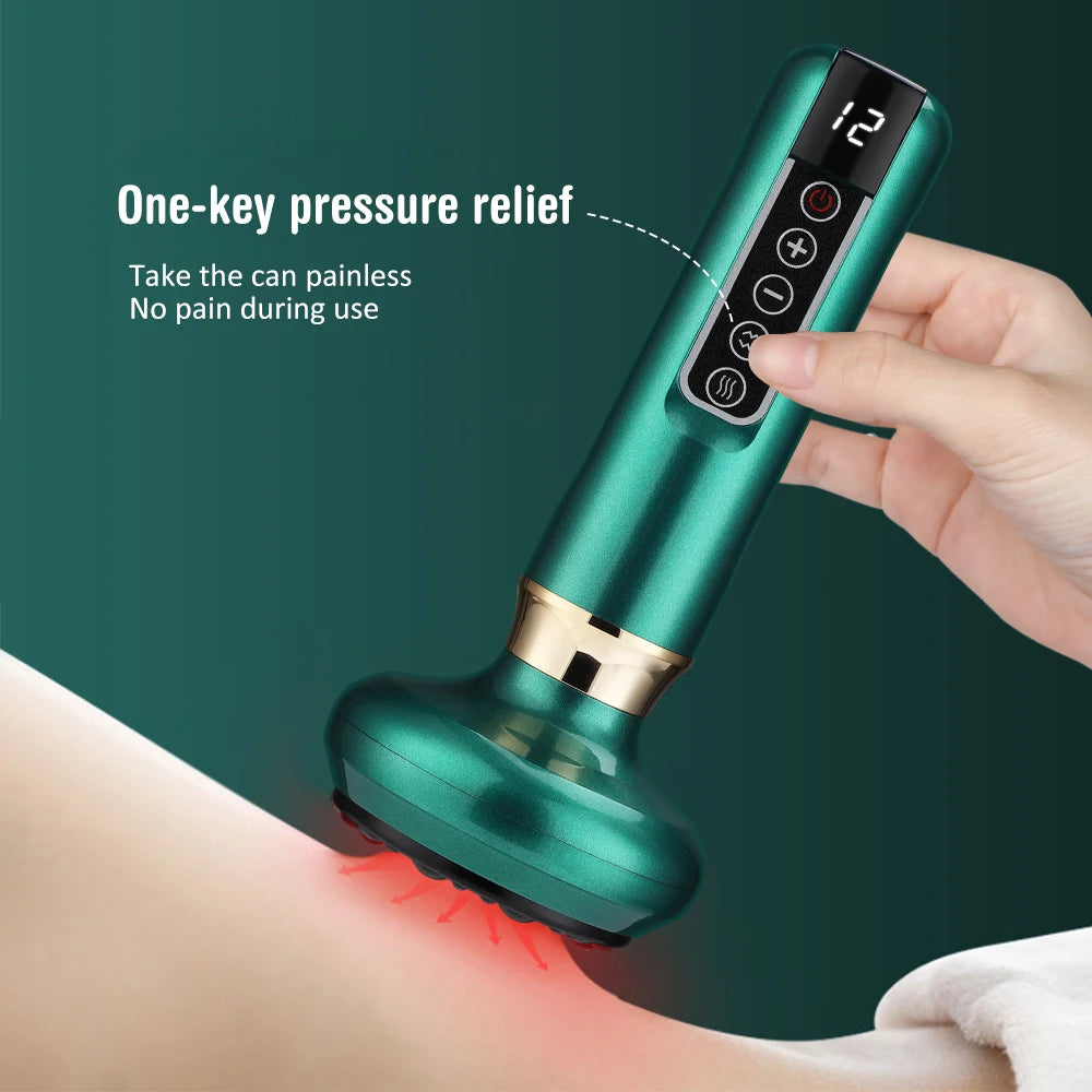 Electric Cupping Device with Heat – 12-Level Vacuum Therapy, Rechargeable Suction & Scraping Massager