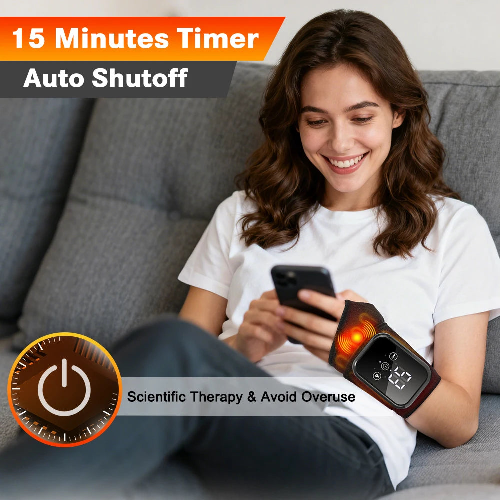 Electric Heated Wrist Massager – Vibration Therapy Brace for Carpal Tunnel & Wrist Pain Relief