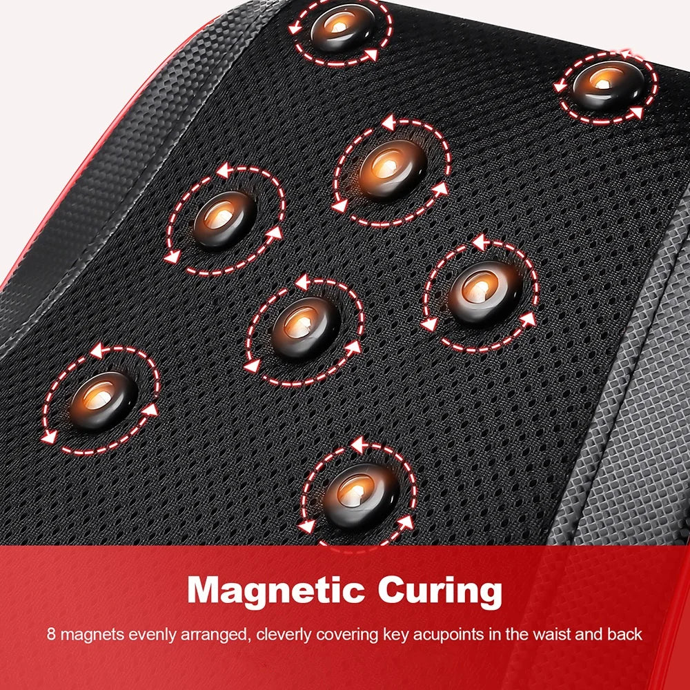 Back & Neck Massage Pillow with Lumbar Support – Deep Kneading Cushion for Chair & Car Use
