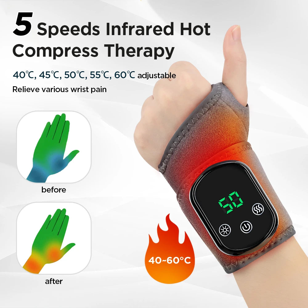 Electric Ankle & Wrist Massager with Heat – Adjustable Vibration Therapy Brace for Pain Relief & Recovery