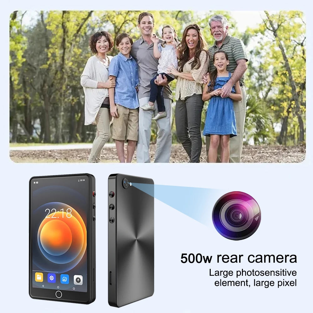 WiFi MP4 Player with Camera – Android Touch Screen Media Player, Bluetooth 5.0 & 16GB Storage