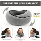 Memory Foam Travel Neck Pillow – Ergonomic U-Shaped Cervical Support with Carry Bag