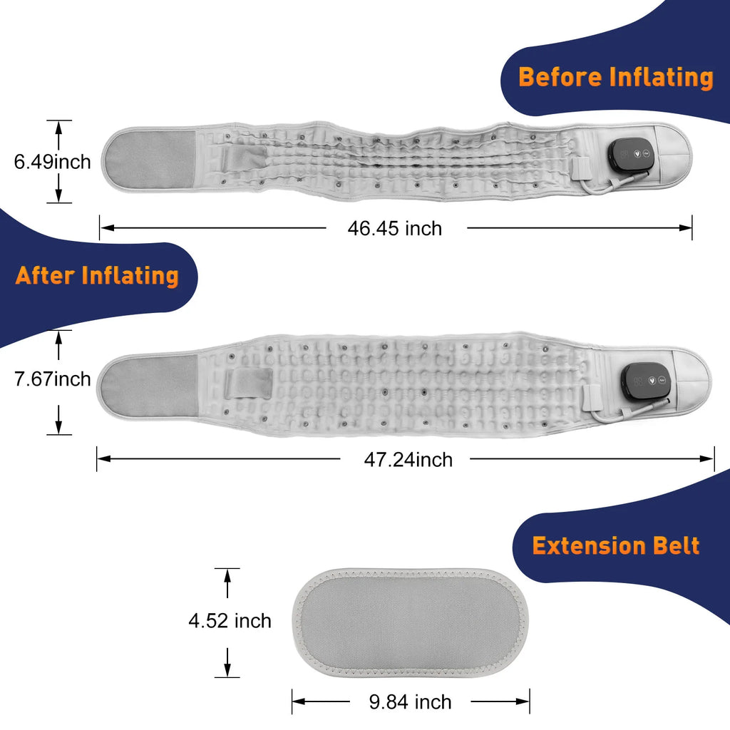 Inflatable Heated Waist Massager Belt – Air Compression, Vibration & Lumbar Support Brace