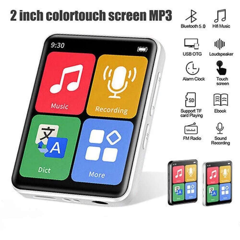 Mini MP3/MP4 Player with Bluetooth 5.0 – 2” Touch Screen HiFi Music Player with FM Radio