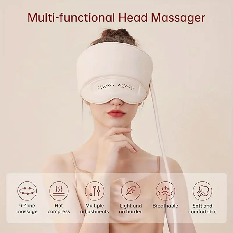 Electric Head & Eye Massager with Heat – 6-Zone Air Compression & Kneading Scalp Massager