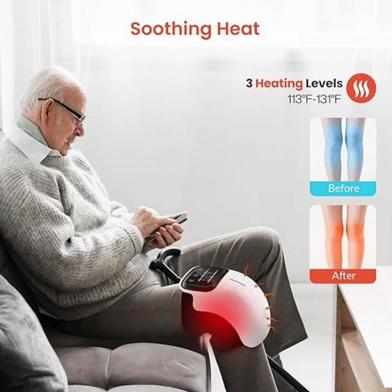 Electric Knee Massager with Heat & Red Light – 3D Airbag Compression & Vibration Therapy (Wireless)