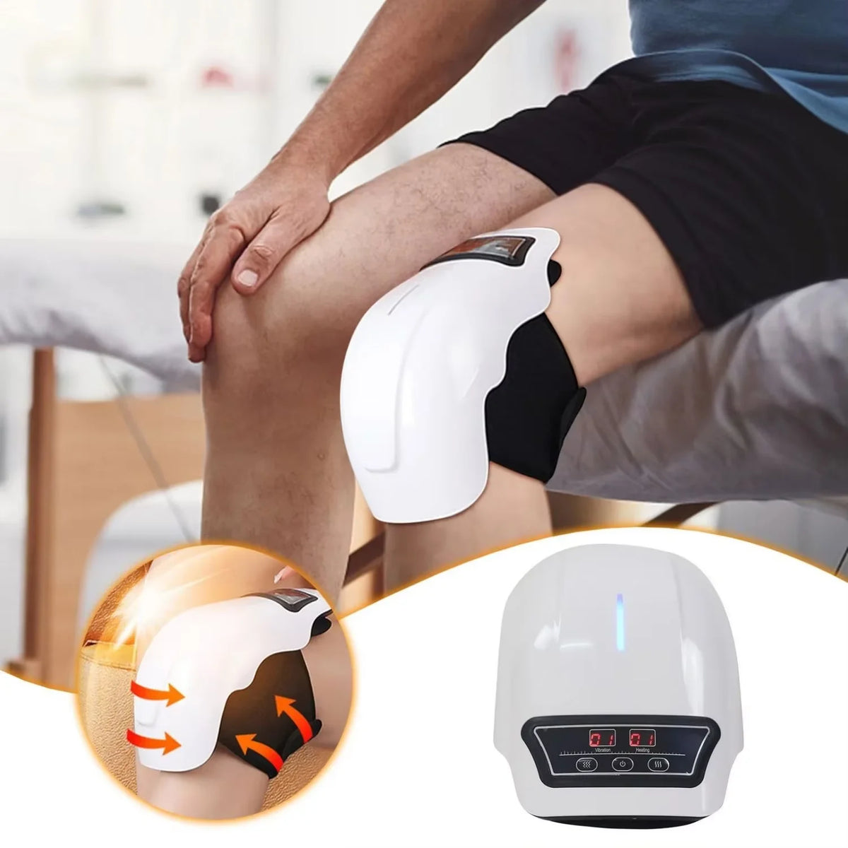 Electric Knee Massager with Heat & Red Light – 3D Airbag Compression & Vibration Therapy (Wireless)