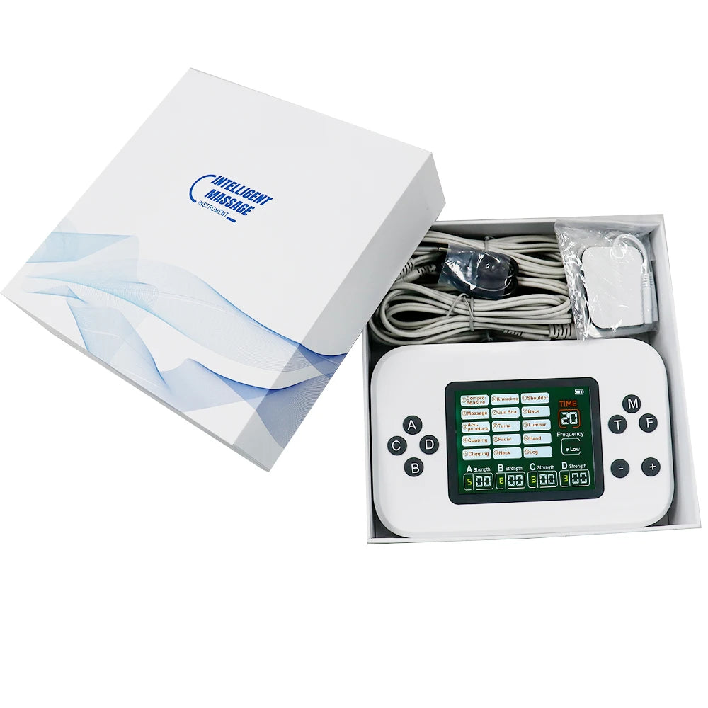 EMS TENS Muscle Stimulator – 15 Modes & 30 Intensity Levels Digital Therapy Device with 4 Channels