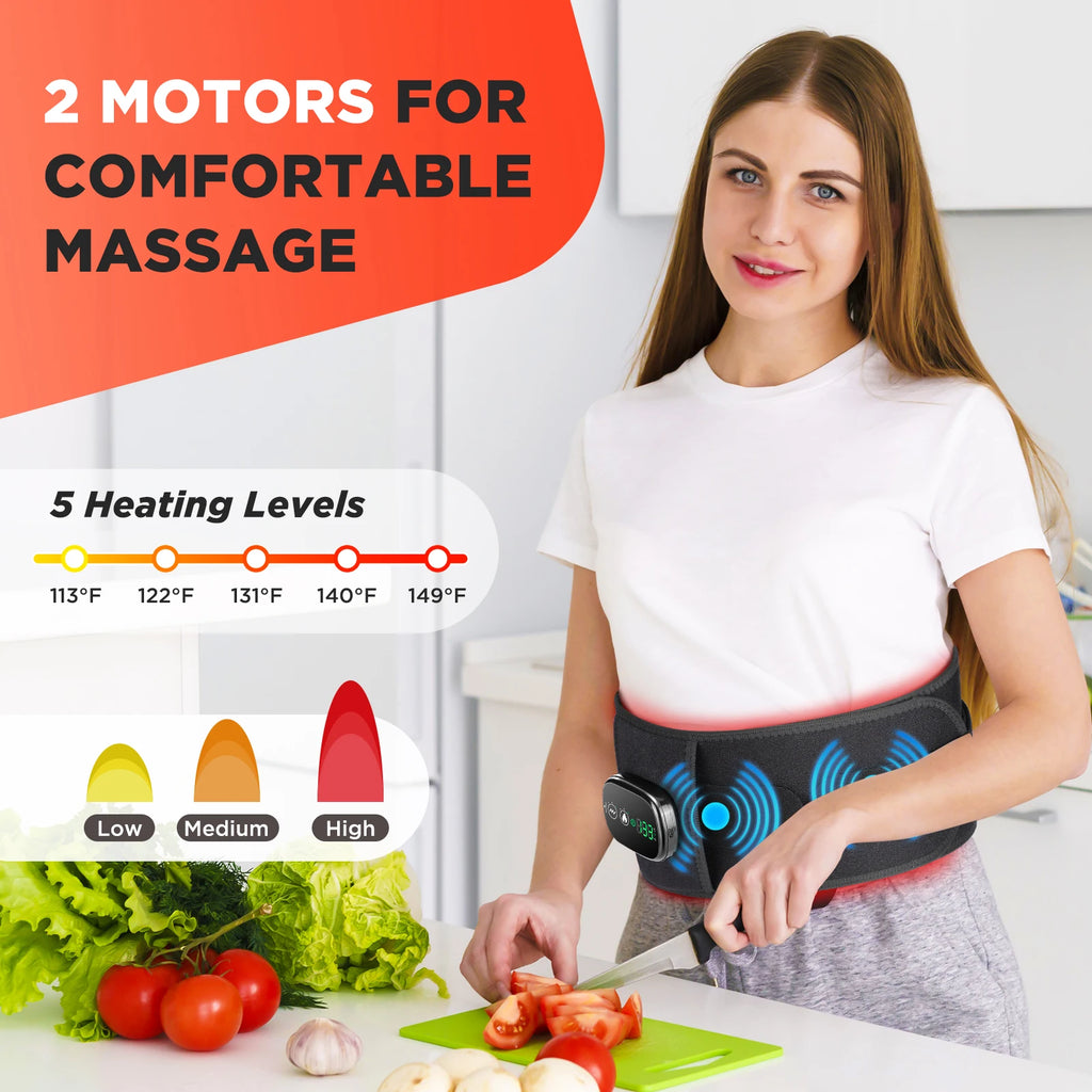 Electric Heated Waist Massager Belt – Lumbar Support Brace with Heat & Vibration Therapy