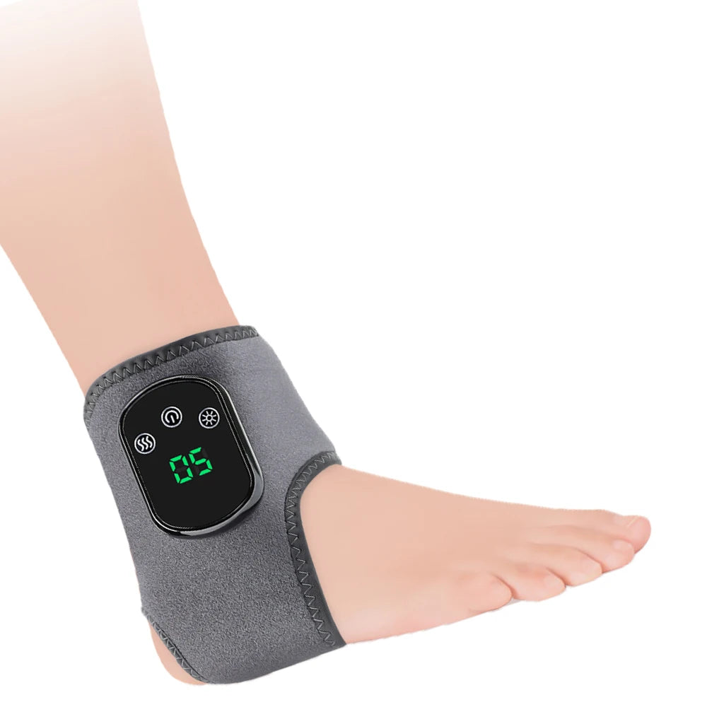 Electric Ankle & Wrist Massager with Heat – Adjustable Vibration Therapy Brace for Pain Relief & Recovery