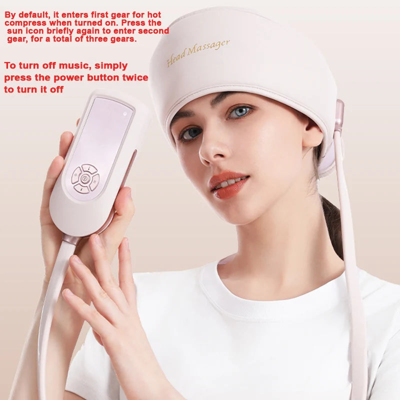 6-Zone Air Compression Head Massager – USB Rechargeable with 5 Modes & 3 Intensity Levels