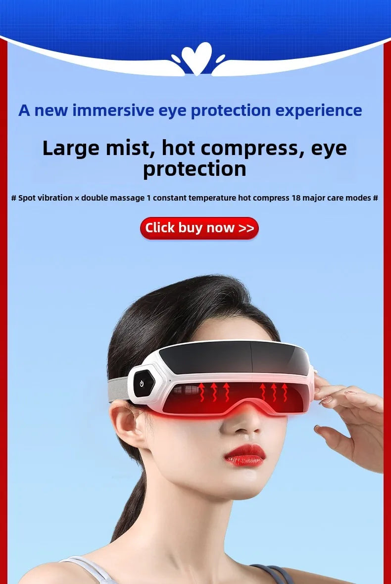 Steam Eye Massager with Bluetooth Music – Air Compression, Vibration & Foldable Smart Eye Care