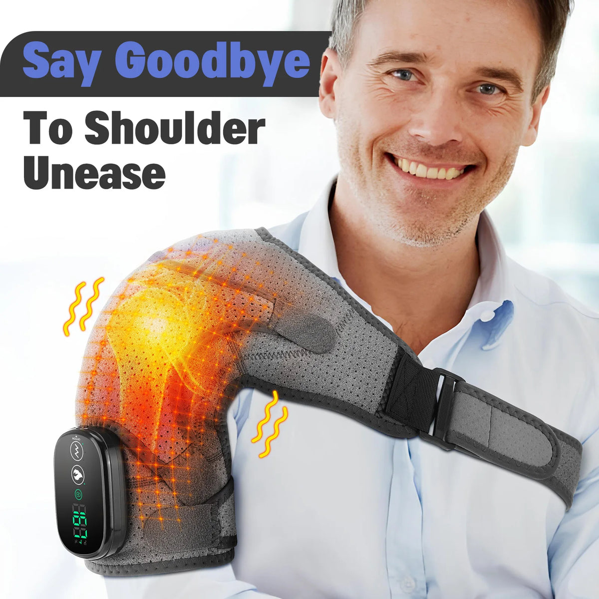 Electric Heated Shoulder Brace – 3-Speed Vibration & Heat Therapy Massager for Shoulder & Neck Relief