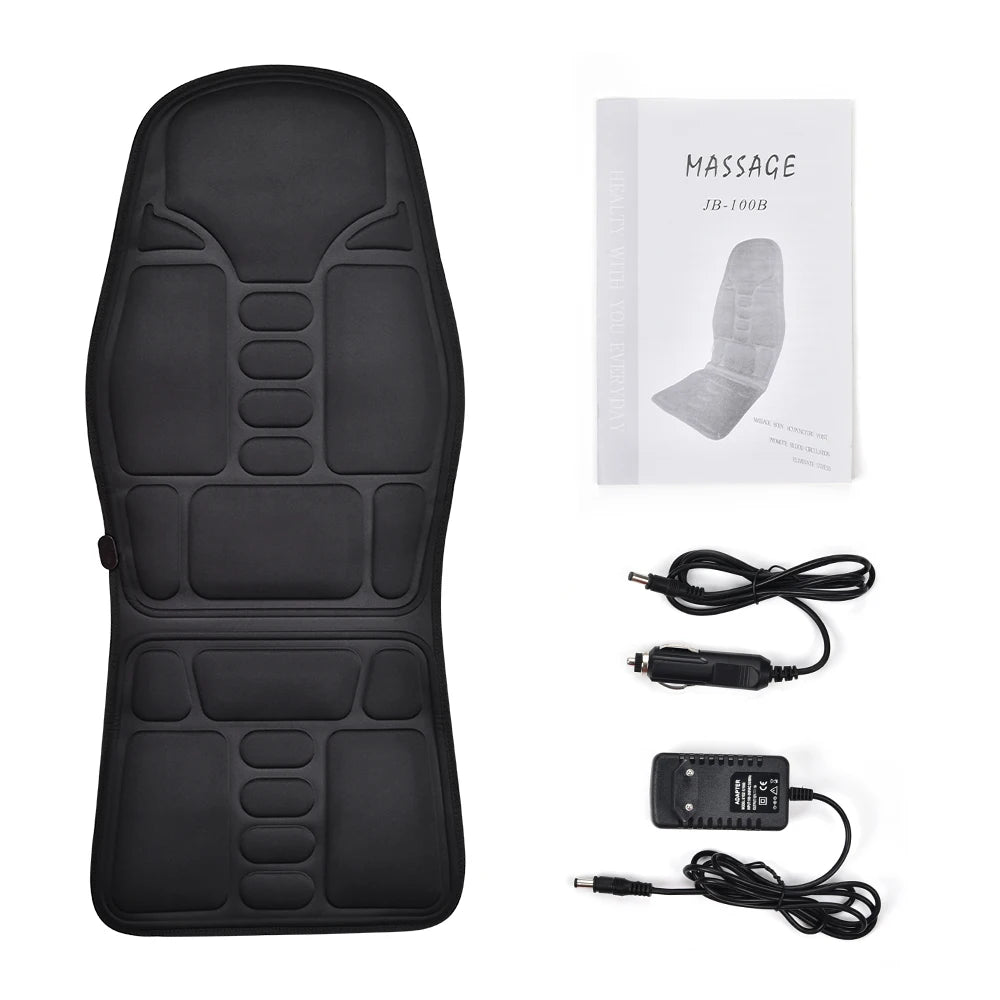 Heated Massage Chair Pad – Full Back & Neck Vibration Cushion with Lumbar Support for Home & Car