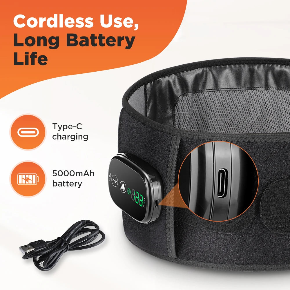 Electric Heated Waist Massager Belt – Lumbar Support Brace with Heat & Vibration Therapy