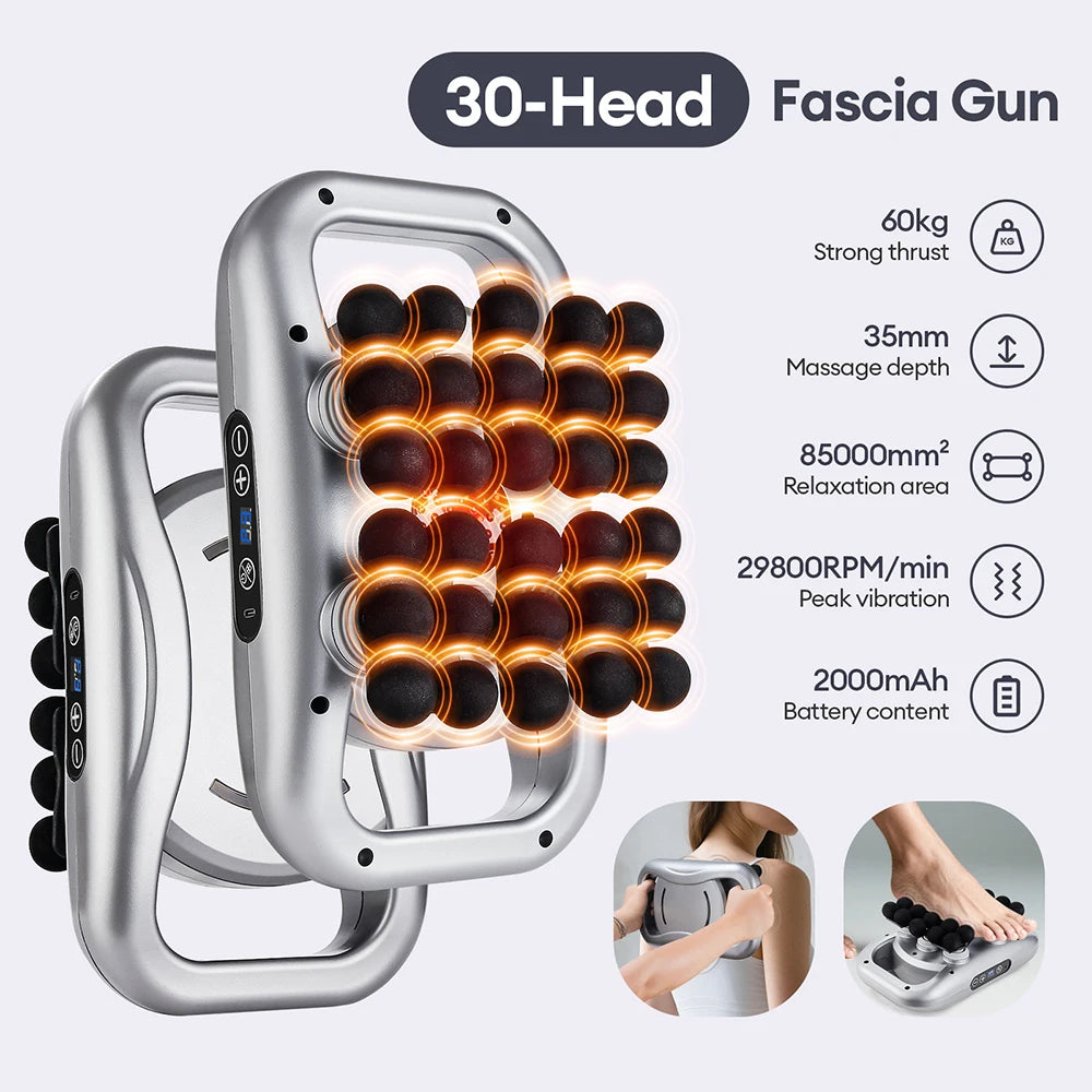 30-Head Massage Gun – High-Frequency Percussion Fascia Massager for Full Body Muscle Recovery