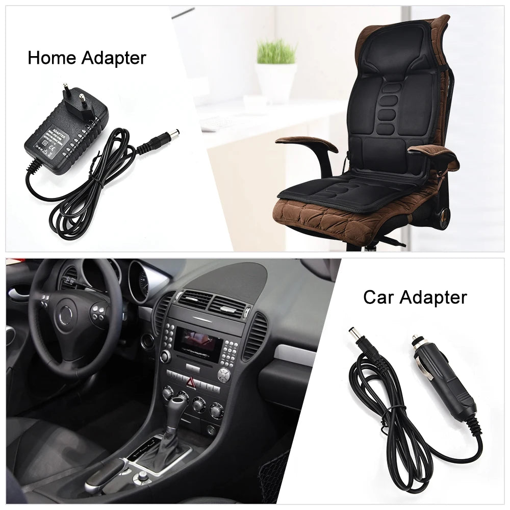 Heated Massage Chair Pad – Full Back & Neck Vibration Cushion with Lumbar Support for Home & Car