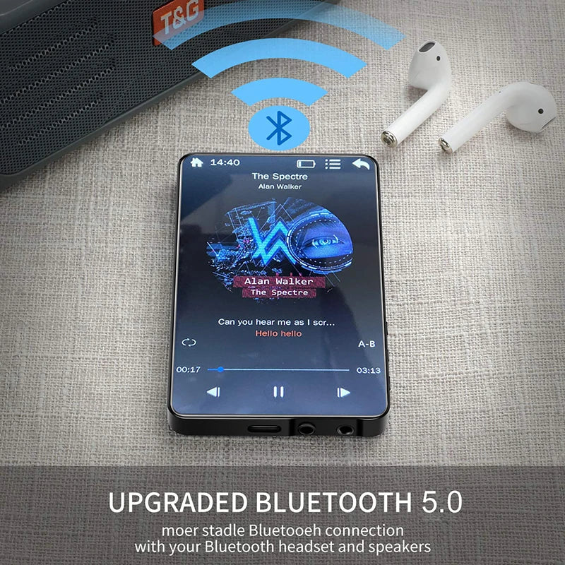 4” Touch Screen MP4 Player with Bluetooth 5.0 – 16GB HiFi Music & 1080P Video Player with Speaker