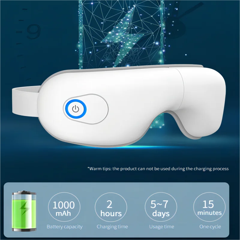 Folding Eye Massager with Heat & Bluetooth Music – Air Compression Mask for Eye Strain Relief & Sleep Support
