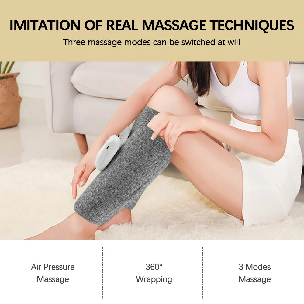 Wireless Calf Massager – 360° Air Compression Leg Wrap with 3 Modes & Adjustable Intensity