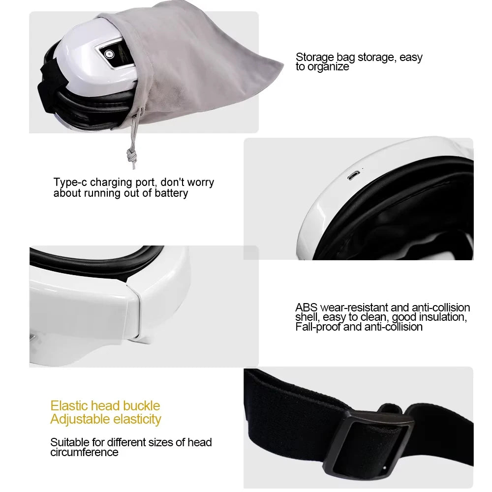 Smart Eye Massager with Bluetooth Music – 6D Air Compression & Vibration Eye Care Glasses