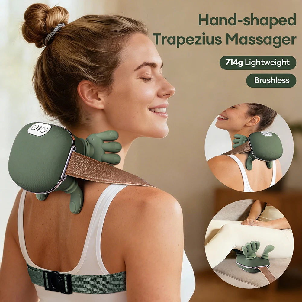 4D Bionic Neck & Shoulder Massager – Wireless Trapezius Kneading with Deep Tissue Finger Massage