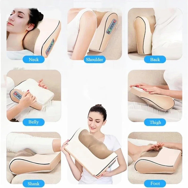 Shiatsu Massage Pillow with Infrared Heat – Deep Kneading Neck, Back & Body Massager for Full Relaxation