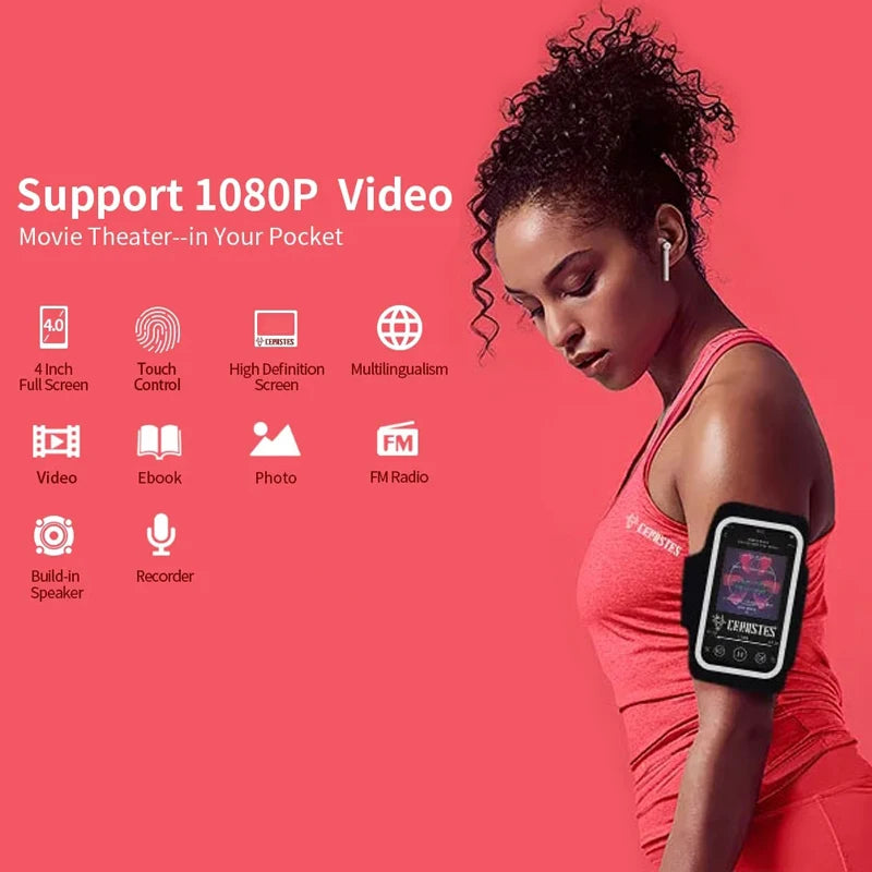 4” Touch Screen MP4 Player with Bluetooth 5.0 – 16GB HiFi Music & 1080P Video Player with Speaker