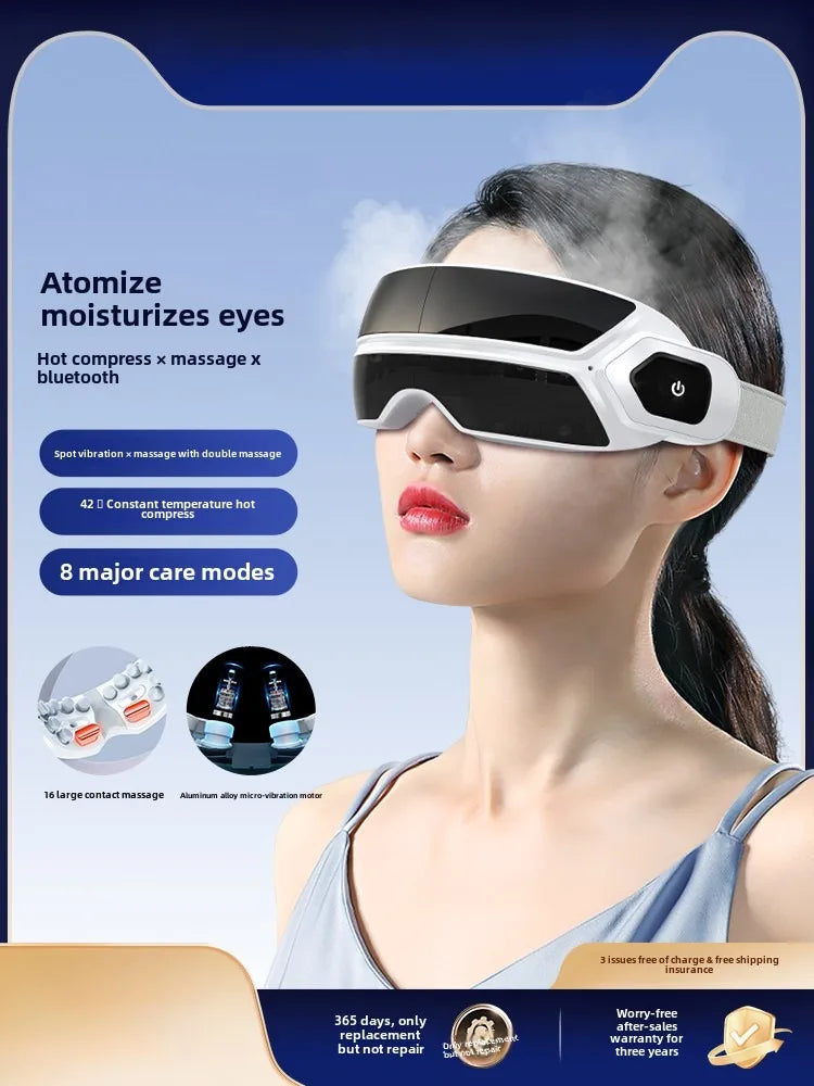 Steam Eye Massager with Bluetooth Music – Air Compression, Vibration & Foldable Smart Eye Care