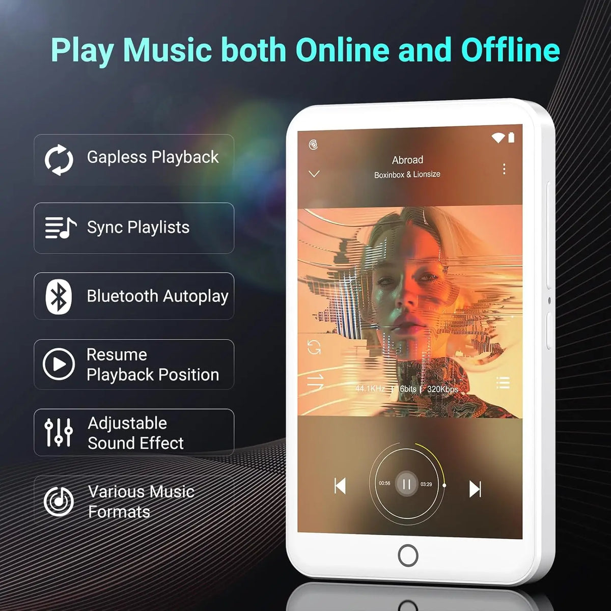 96GB Android 13 MP3/MP4 Player – 4” Touchscreen, WiFi & Bluetooth Music Player with Speaker (3GB RAM)
